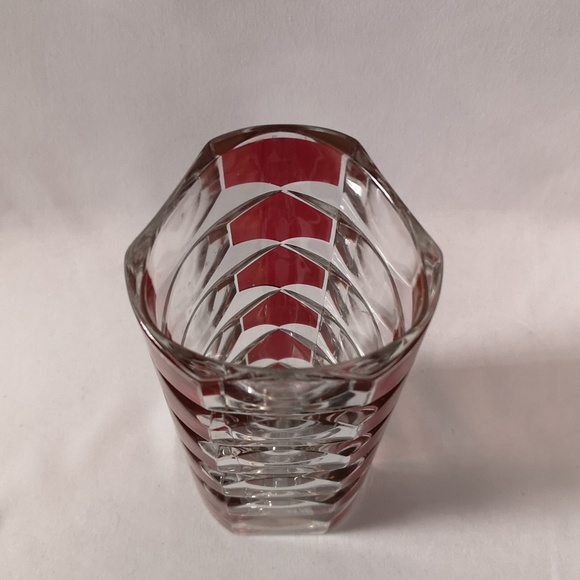 Vintage J G Durand Glass Vase 6.5" Tall, Clear with Red Design Made in France - Picture 3 of 4